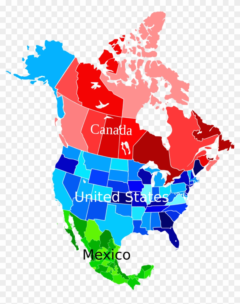 Continental United States Simple English Wikipedia - North America Map Colored Clipart #1657535