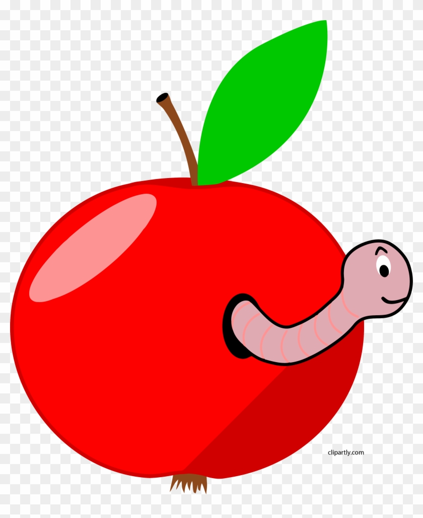 Apple And Worm Clipart Png - Apple With A Worm Transparent Png #1658653