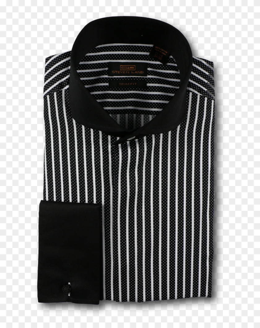 Steven Land Mens Black White Stripe Design Black Collar Clipart #1658786