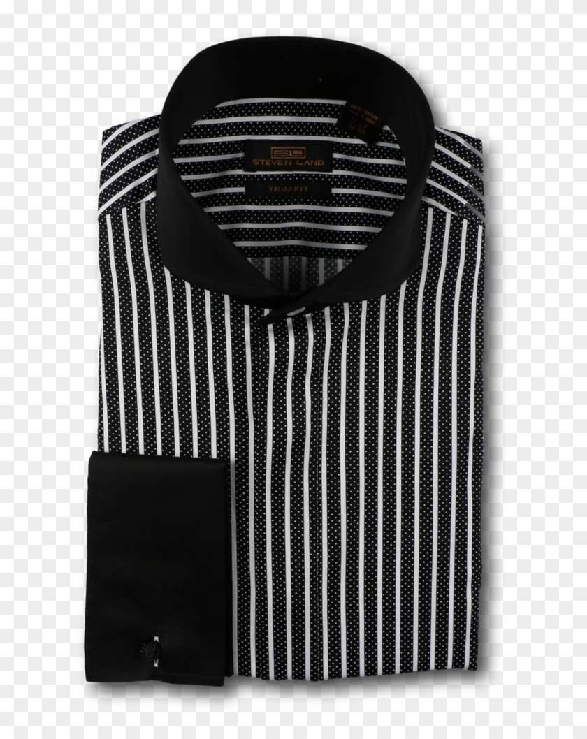 Steven Land Mens Black White Stripe Design Black Collar Clipart