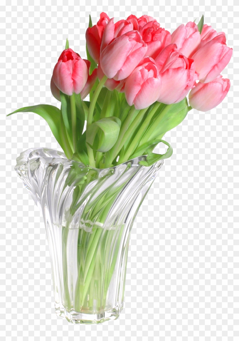 Pink Tulips In Vase Png Clip Art Image - Tulips In A Vase Png Transparent Png #1659538