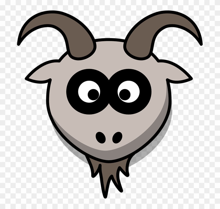 Goat Head Cartoon Gray Animal Mountains - Cartoon Goat Png Clipart #1660048