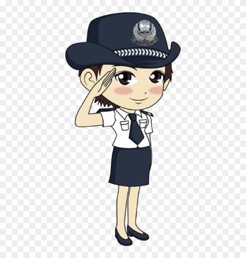 Picture Library Salute Cartoon Clip Art Female Transprent - Female Police Officer Cartoon - Png Download