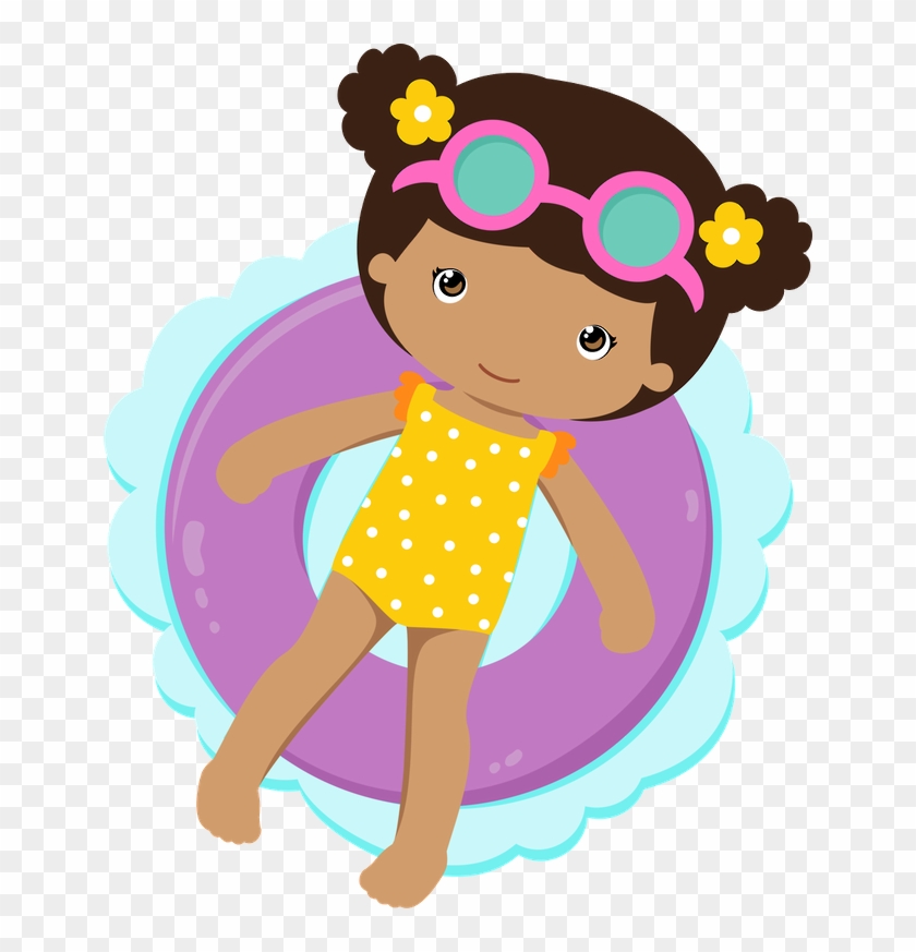 Girl Clipart Pool - Menina Na Boia Pool Party - Png Download #1662085