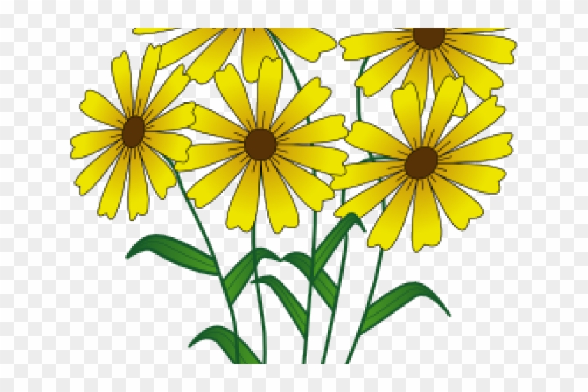 Yellow Flower Clipart Spring Flower - Simple Drawn Flower Outlines - Png Download