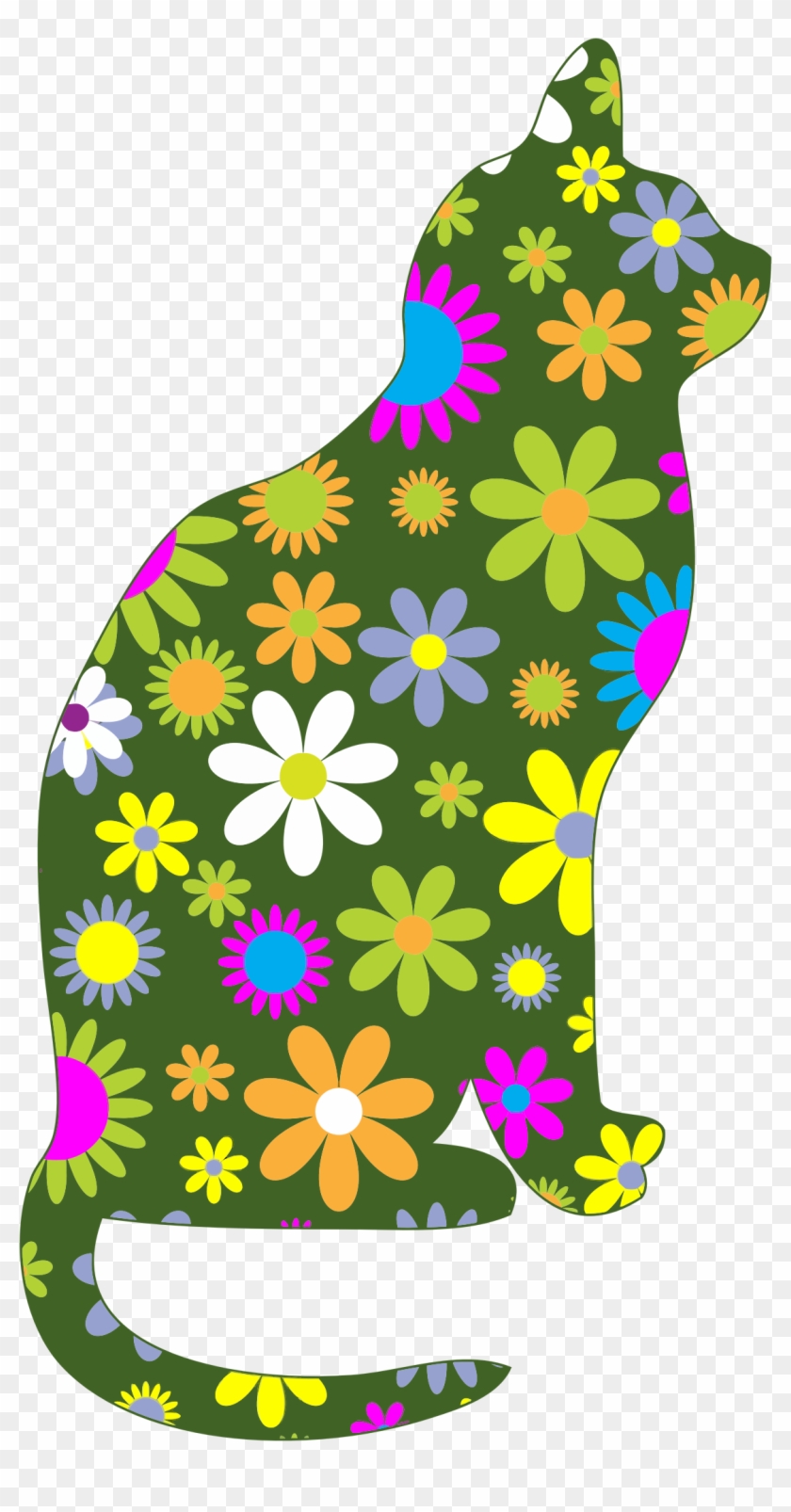 Floral Cat Icons Png - Flower And Cat Clipart Transparent Png #1662231
