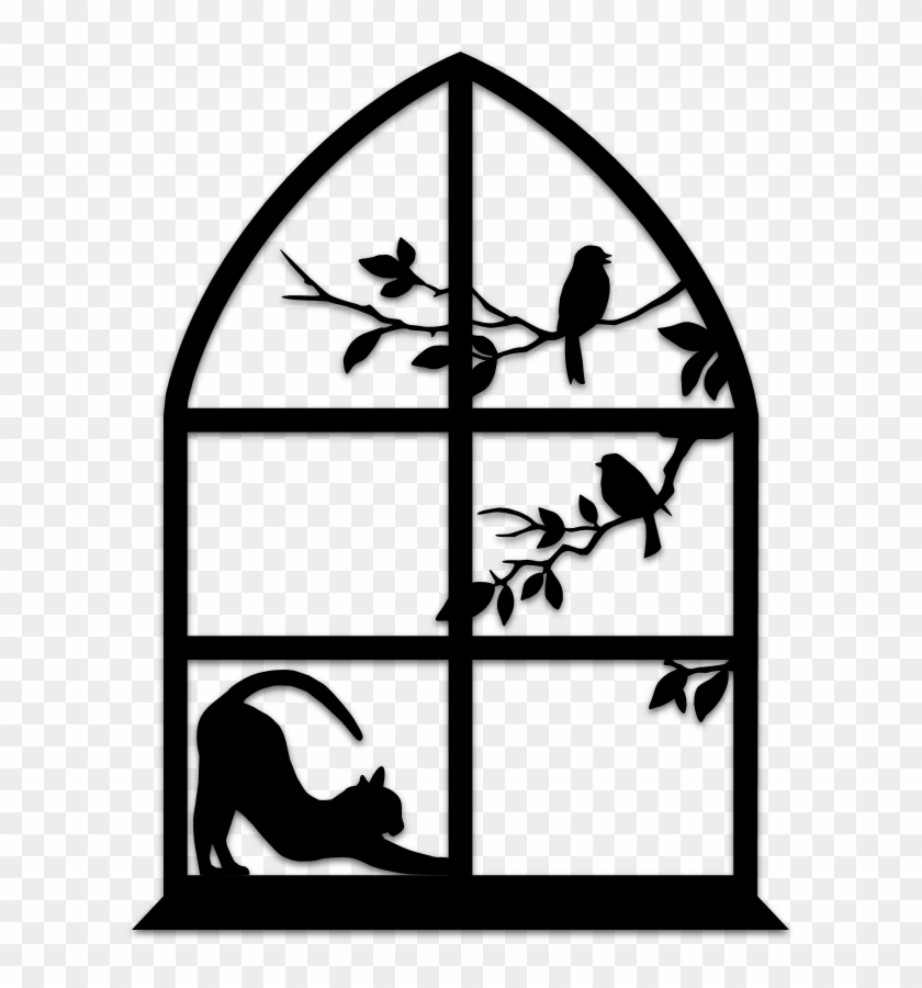Cat In The Window - Силуэт Окна Clipart #1662268