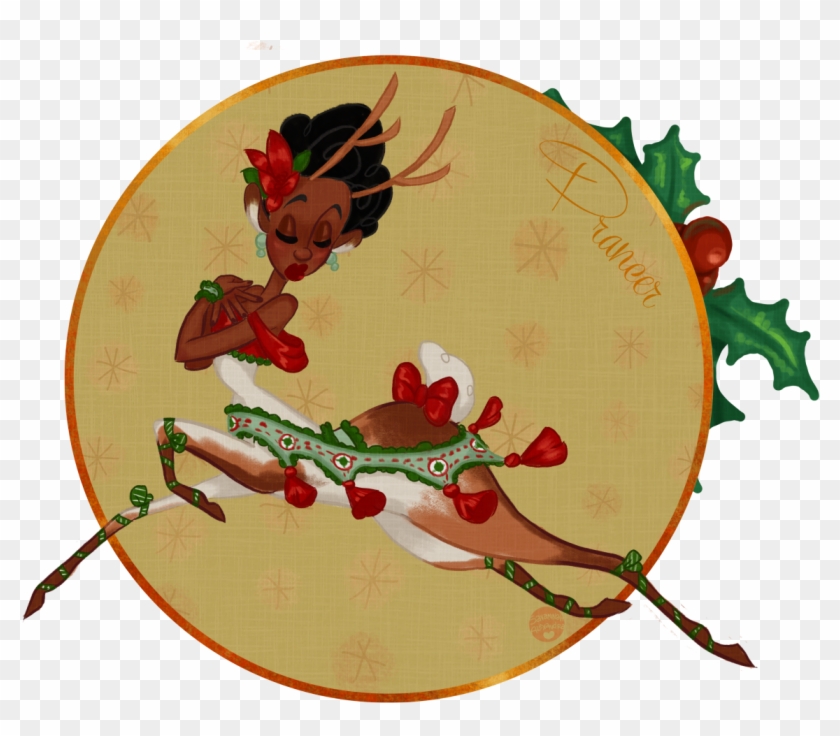 • Christmas Reindeer Santa Festive Vintage Holidays - Cartoon Clipart #1663379