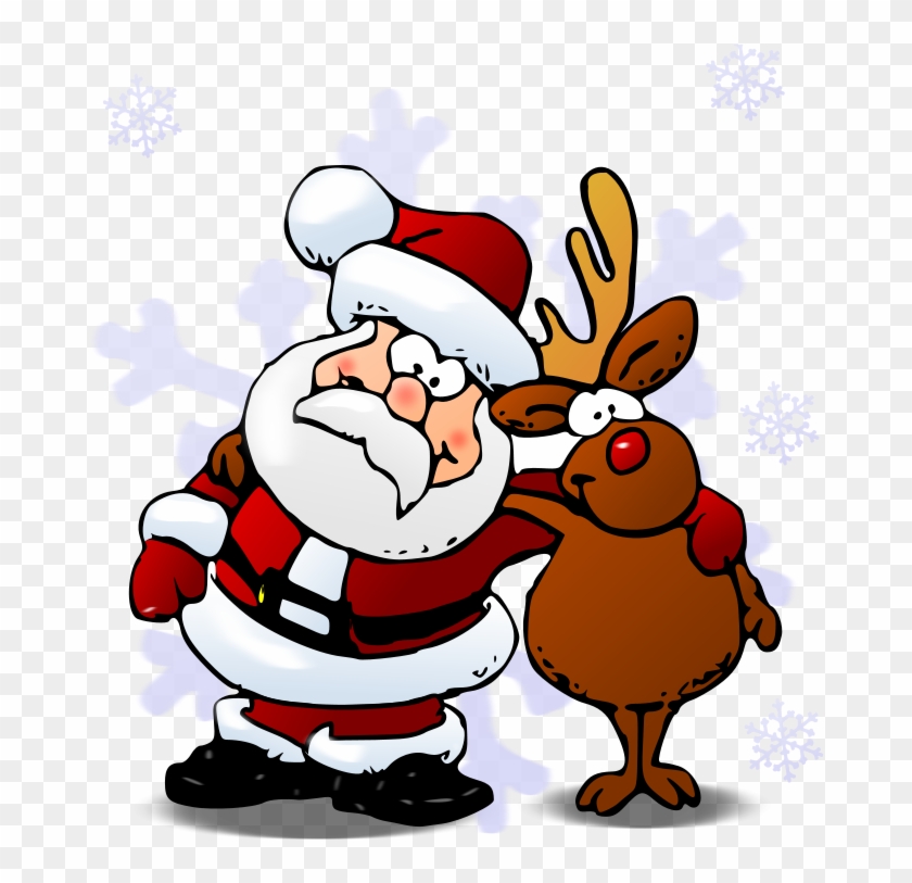 Rudolph Free Clipart - Santa And Rudolph Cartoon - Png Download