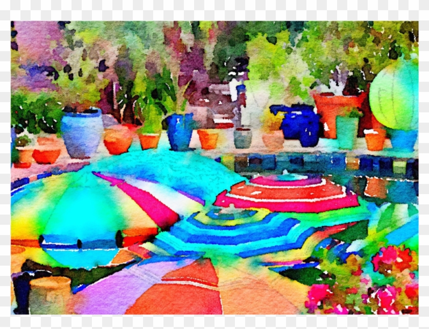 Beach Umbrella 102d Notecard - Painting Clipart
