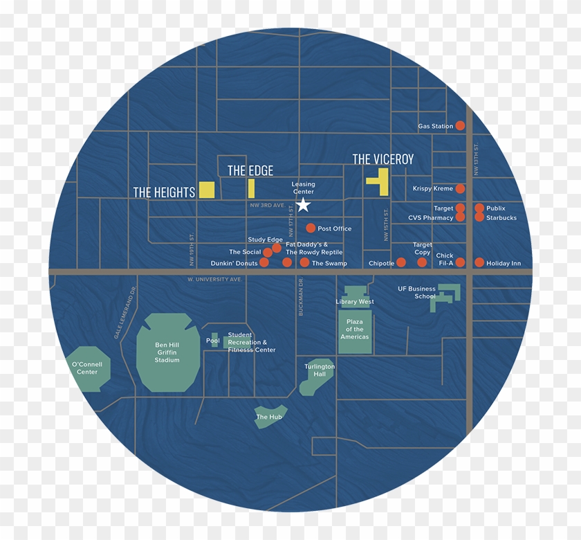 College Park In Midtown Building Locations Map - Circle Clipart