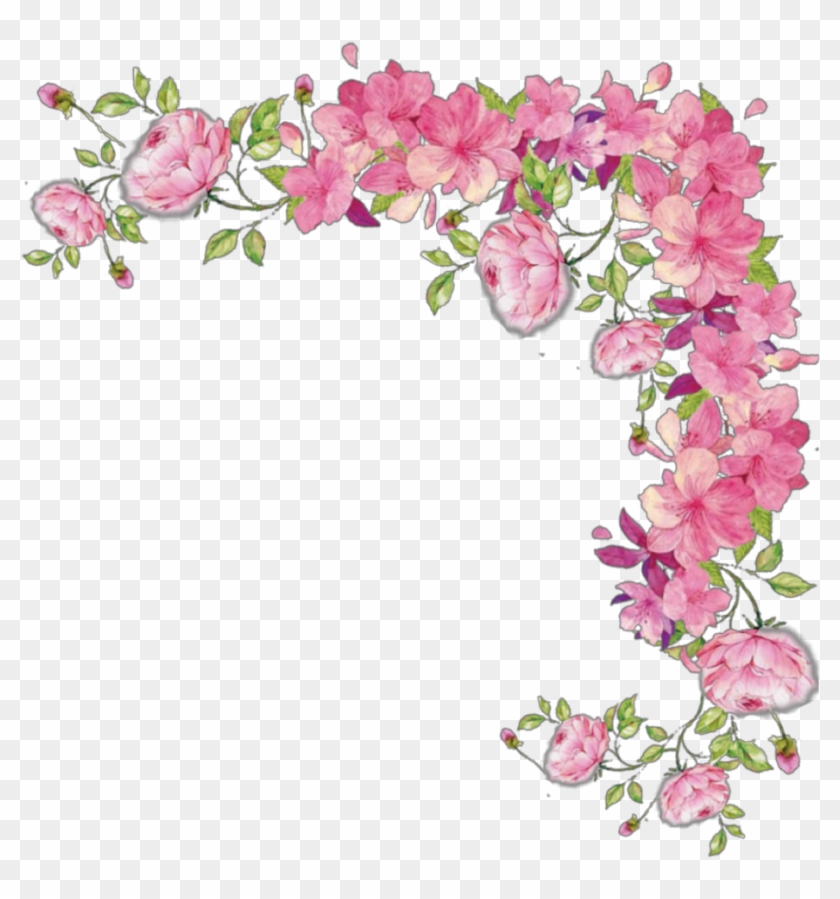 #ftestickers #border #corner #vine #roses #pink - Paint Flowers Border Design Clipart