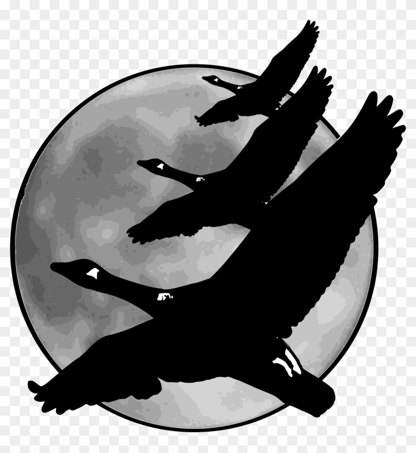 Vector Royalty Free Library Flying Goose Clipart - Geese And Moon - Png Download