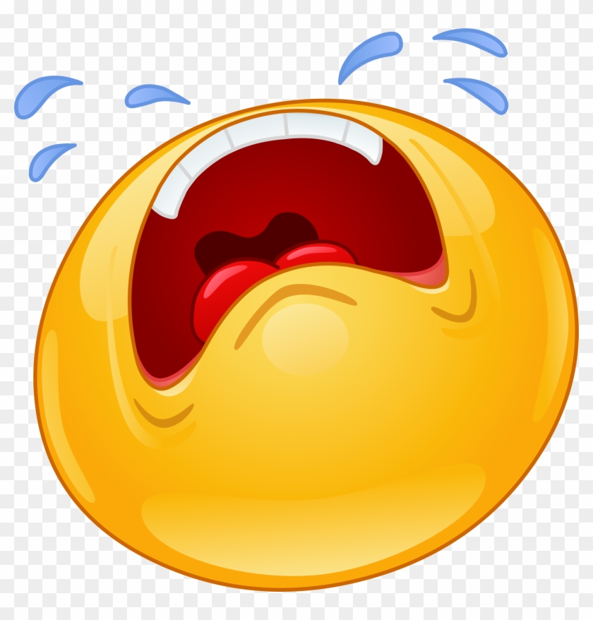 Crying Emoji Decal - Sad Emoticon Clipart