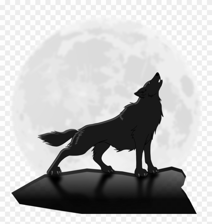 Crescent Moon Black - Howling Wolf Transparent Clipart
