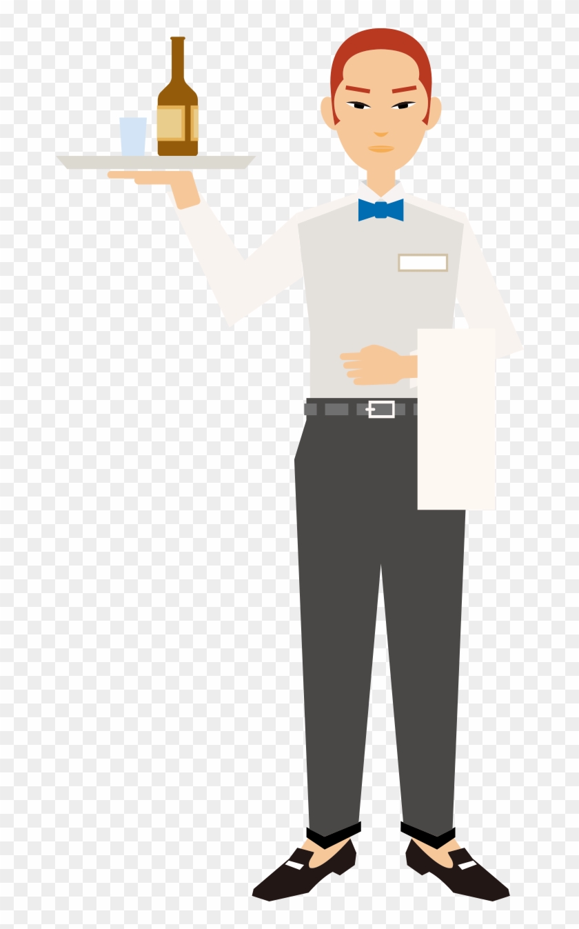 Hotel Illustration Painted Flat Short Staff - Cartoon Waitress Retro Png Clipart #1671301