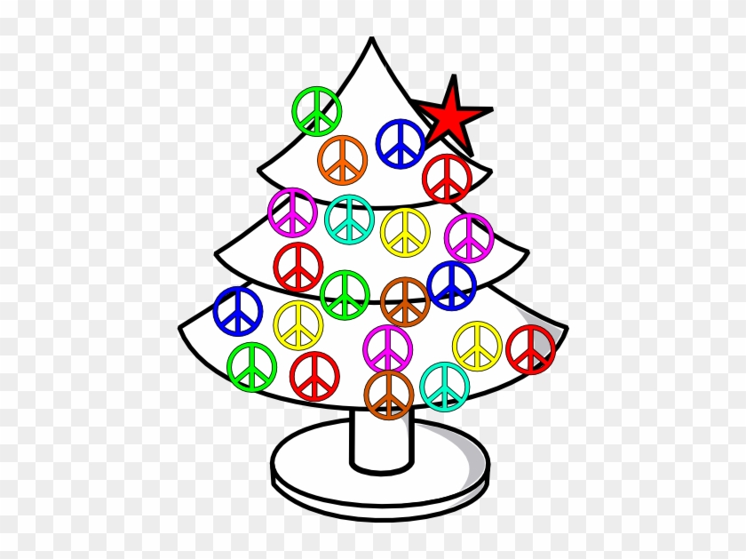 Tree Xmas Christmas Peace Symbol Sign Line Art 555px - Peace Symbols Clipart