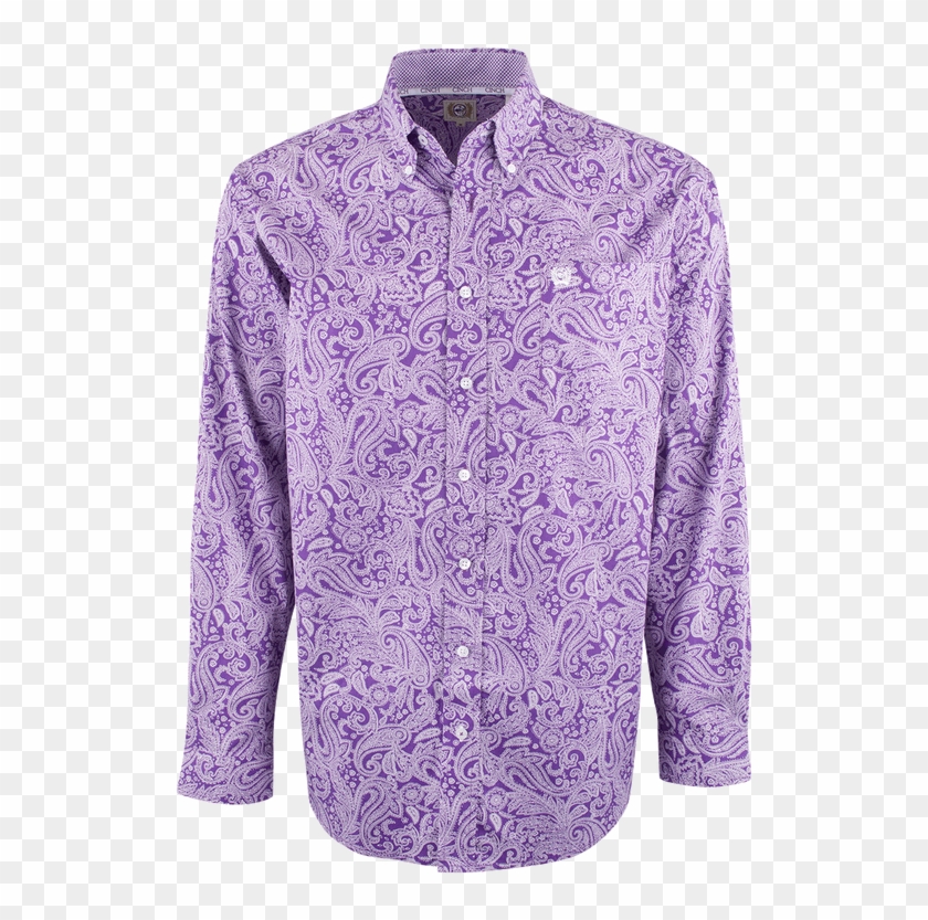 Cinch Purple Paisley Print Shirt - Long-sleeved T-shirt Clipart #1675033