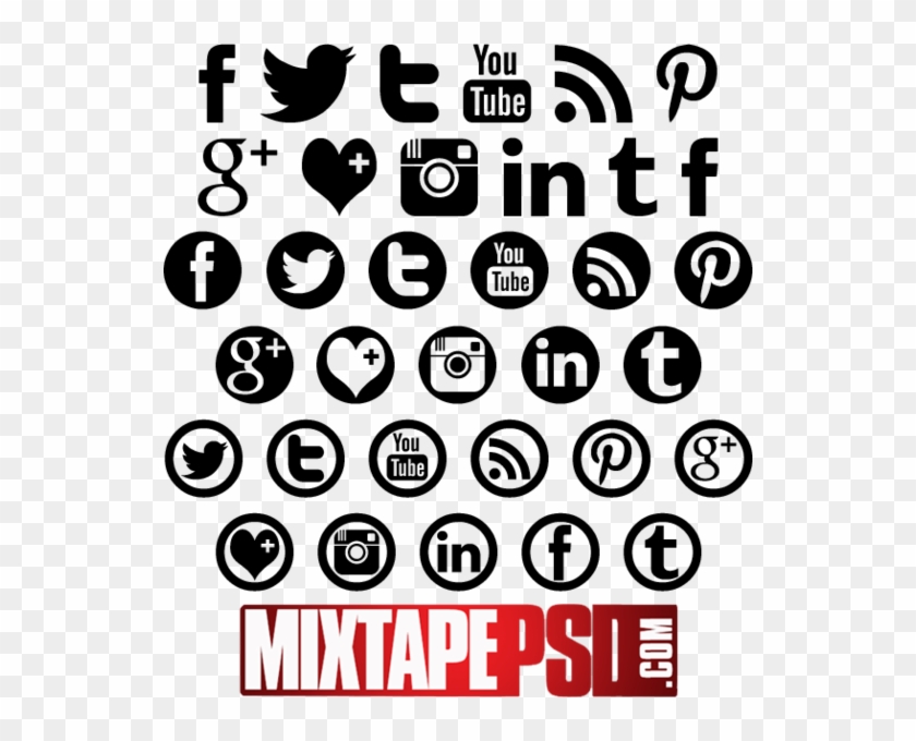 Social Media Icons Set Icon Png And Vector - Social Media Logos Black Free Clipart #1676541