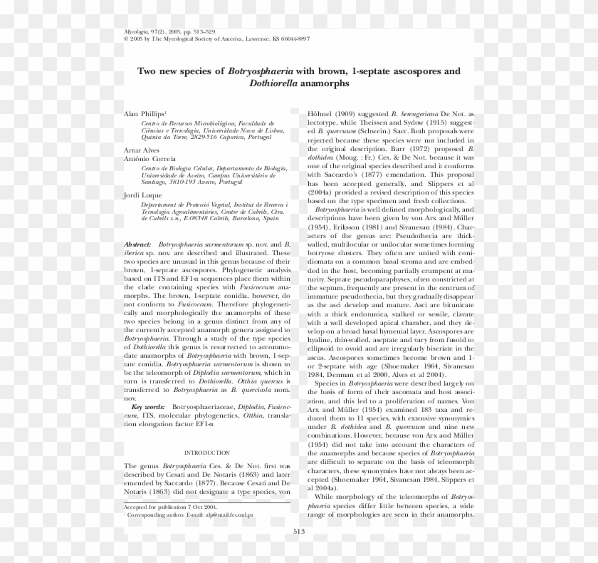 Two New Species Of Botryosphaeria With Brown, 1-septate - (page 5) Clipart