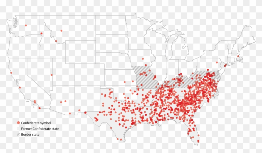 Majority Are Located In Former Confederate States - Map Of Confederate Statues Clipart