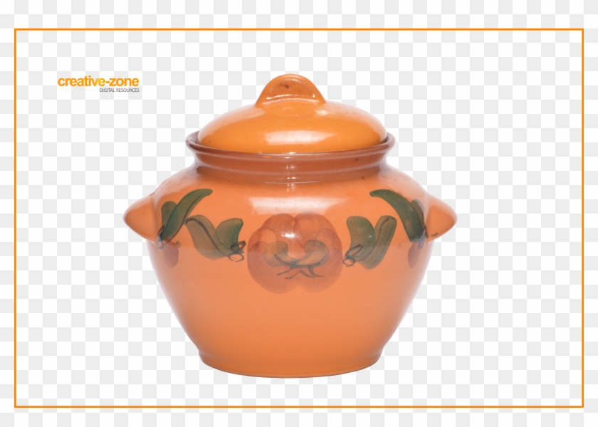 Cooking Ceramic Clay Painted Pot With Lid Transparent - Ceramic Clipart #1680224