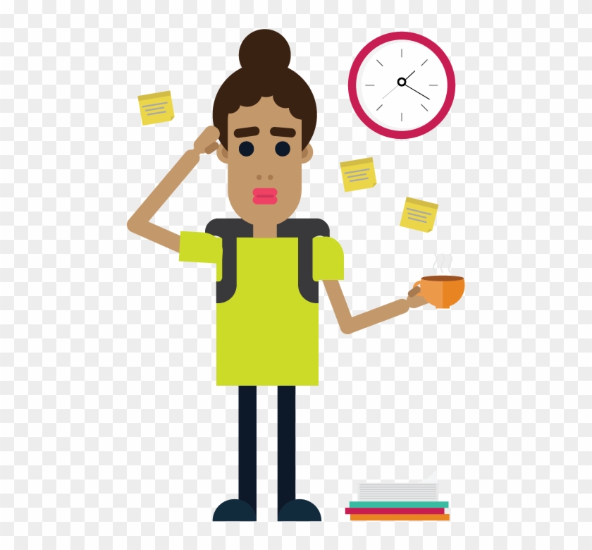 Stressed Student With To Do Lists And Coffee - Stressed Student Png Clipart Transparent Png