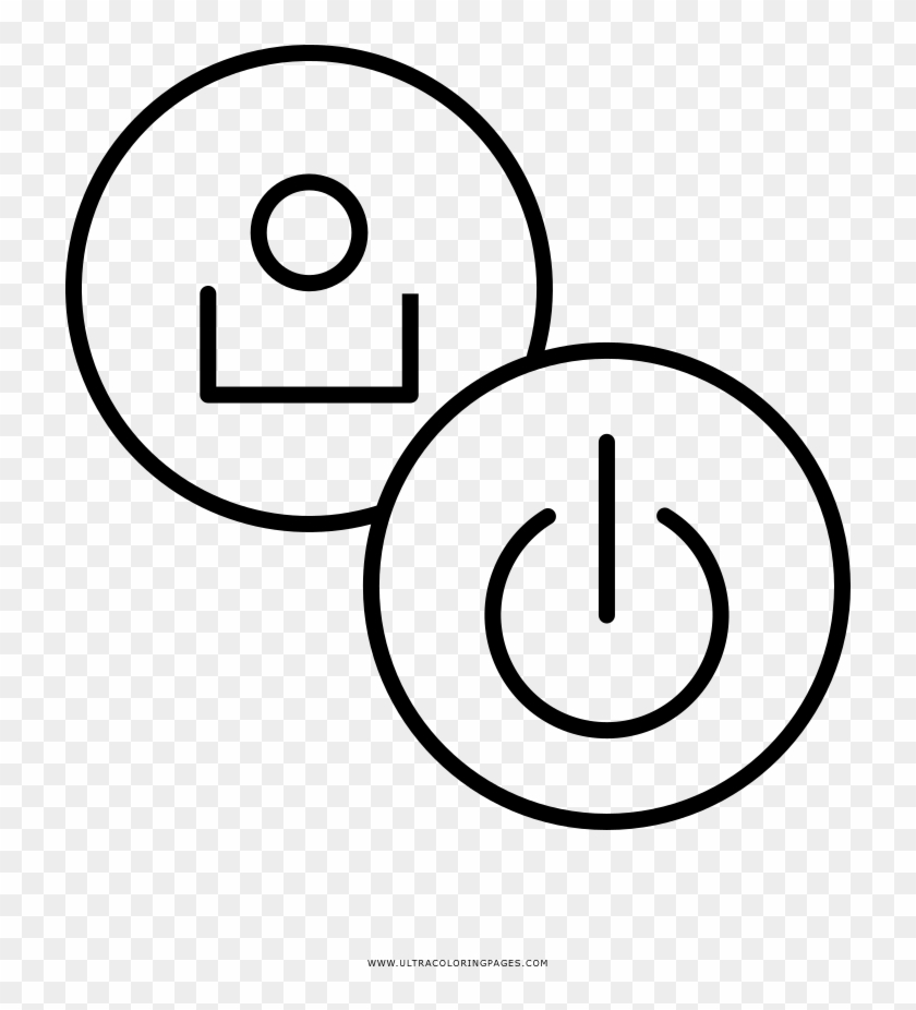 Power Button Coloring Page - Boton De Encendido Para Colorear Clipart