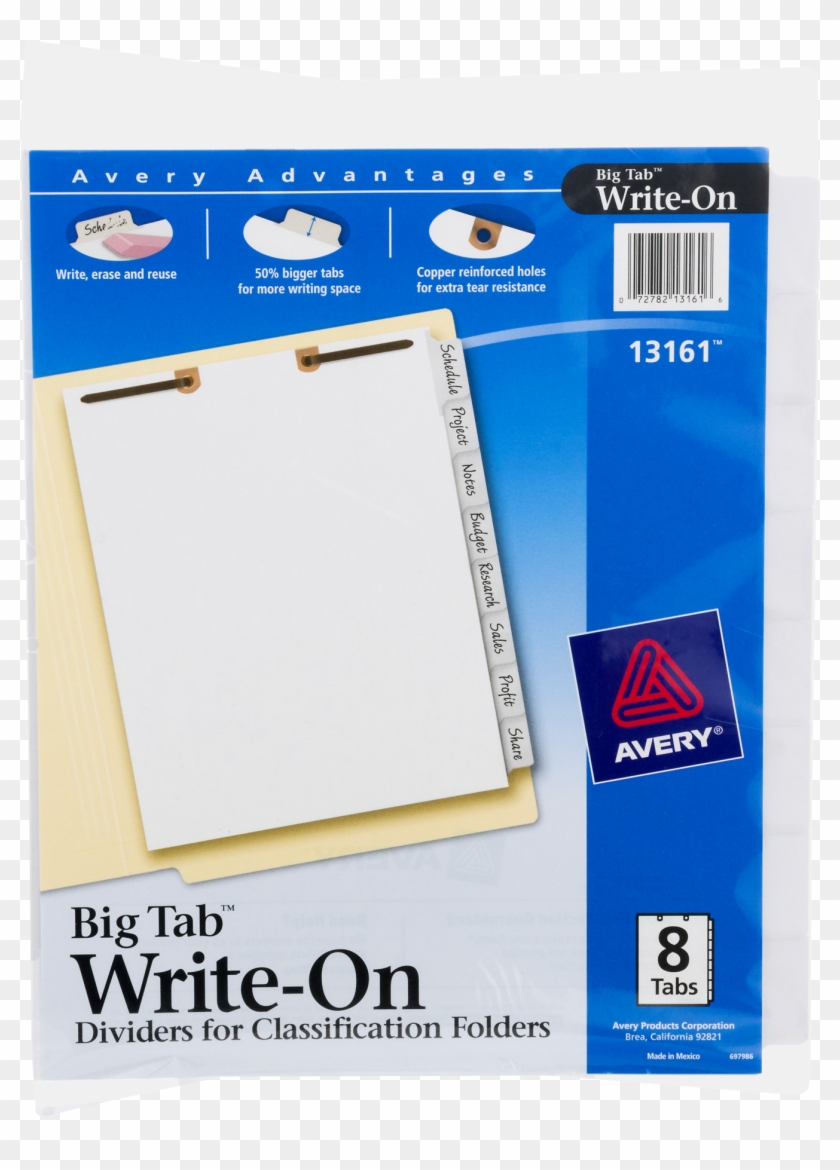 Avery Big Tab Write-on Dividers For Classification - Uses For Classification Folders Clipart