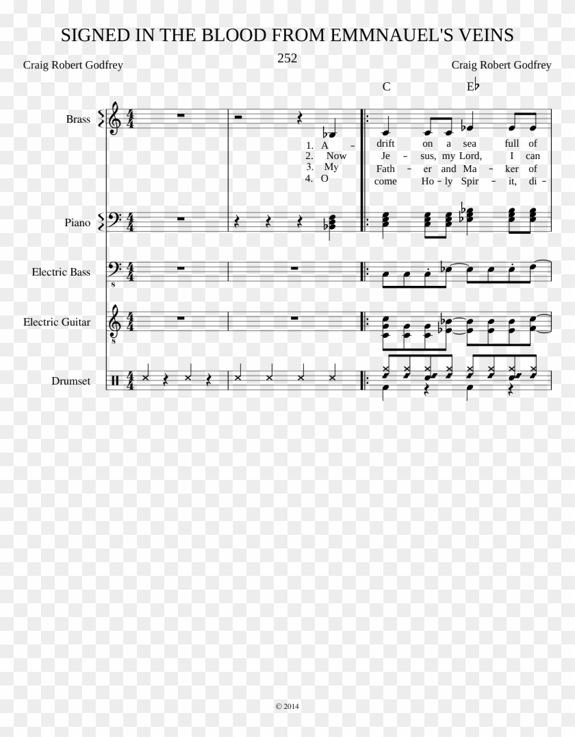 Signed In The Blood From Emmanual's Veins - Sheet Music Clipart #1685365