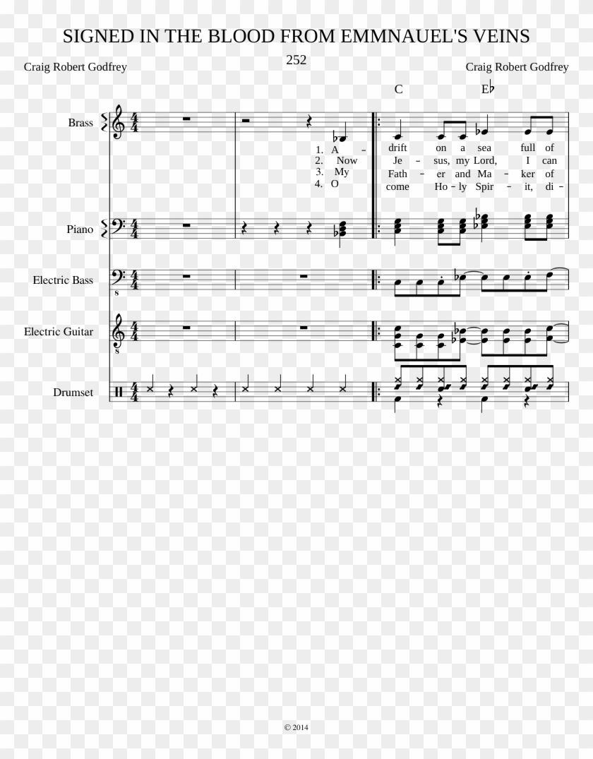 Signed In The Blood From Emmanual's Veins - Sheet Music Clipart