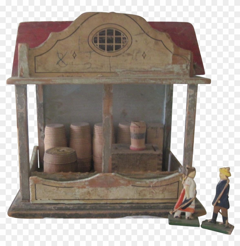 Antique Miniature Wooden Toy Barn Stable Dollhouse - Scale Model Clipart #1686964