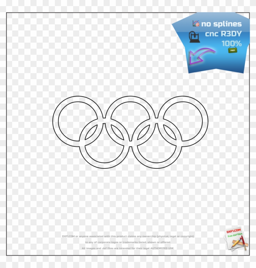 Olympic Rings Logo For Cnc Free Download - Olympic Rings Dxf Clipart #1687110