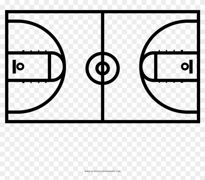 Basketball Court Coloring Page - Basketball Court Diagram Clipart #1687221