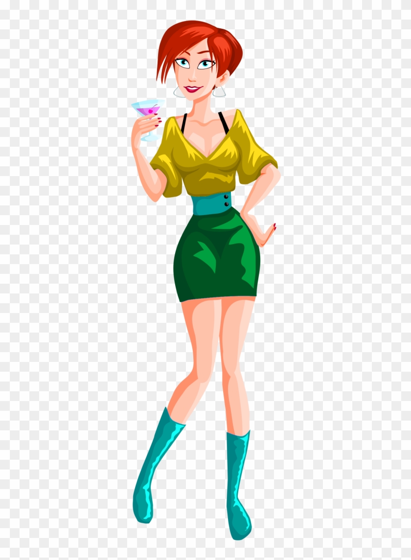 Download Girl Drinking Vector Png Transparent Image - Lady Transparent Cartoon Png Clipart
