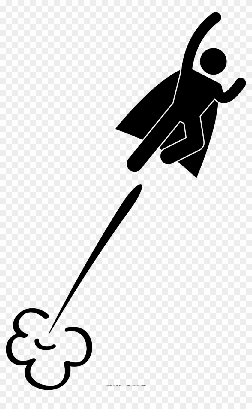 Superhero Flying Coloring Page - Stick Figure Super Hero Clipart