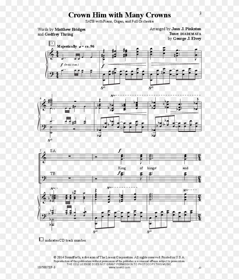 Crown Him With Many Crowns Thumbnail Crown Him With - Sheet Music Clipart #1688582