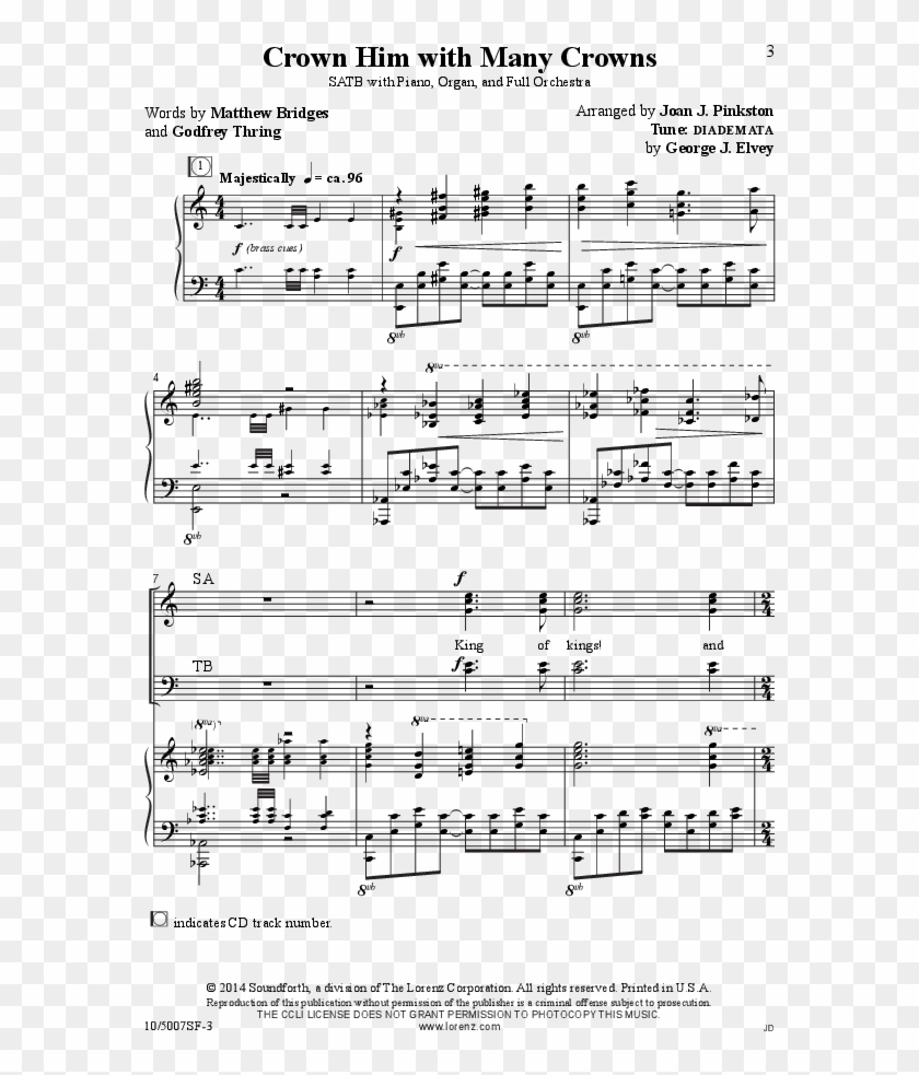 Crown Him With Many Crowns Thumbnail Crown Him With - Sheet Music Clipart