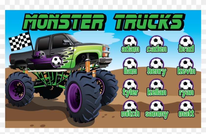 3'x5′ Vinyl Banner Monster Trucks - Monster Truck Clipart
