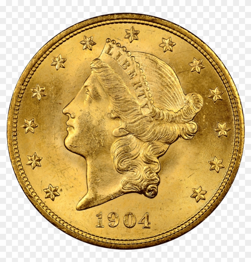 $20 Double Eagle Liberty Gold Coin - Twenty Dollars Gold Coin 1904 Clipart