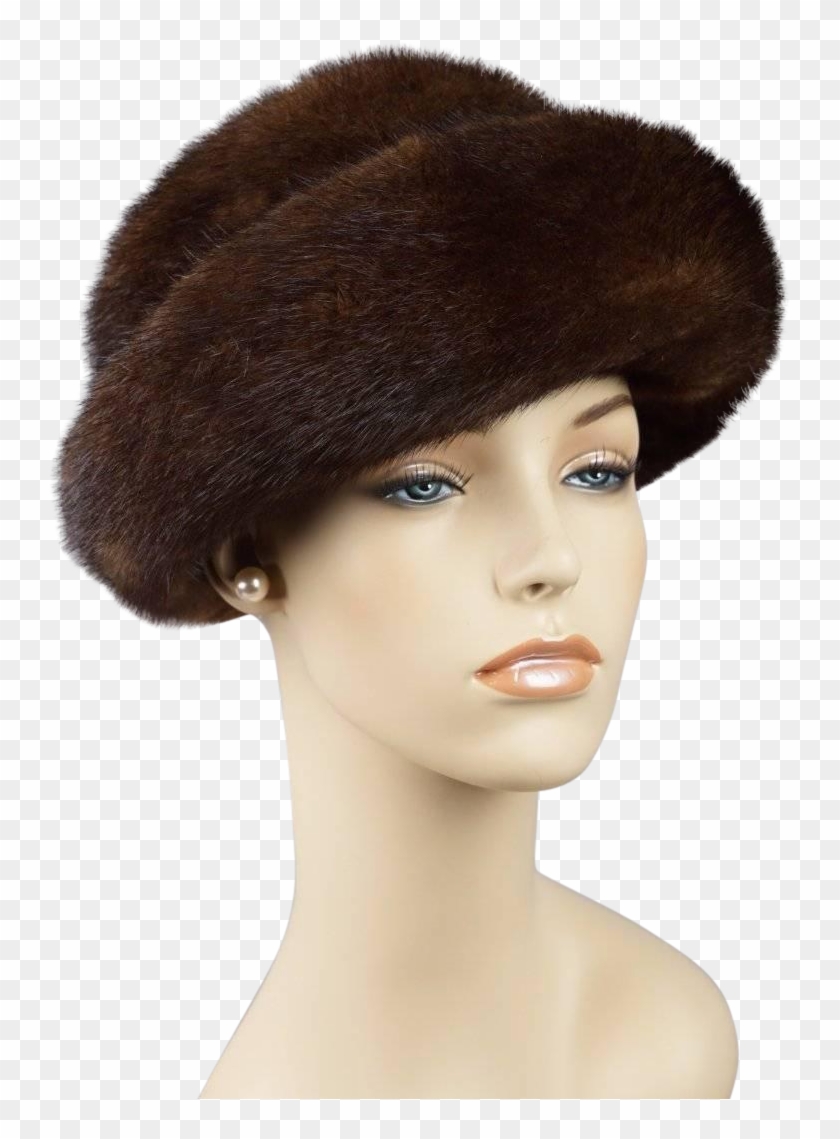 Vintage Russian Mink Hat Cloche Sz 22 1/2 - Lace Wig Clipart