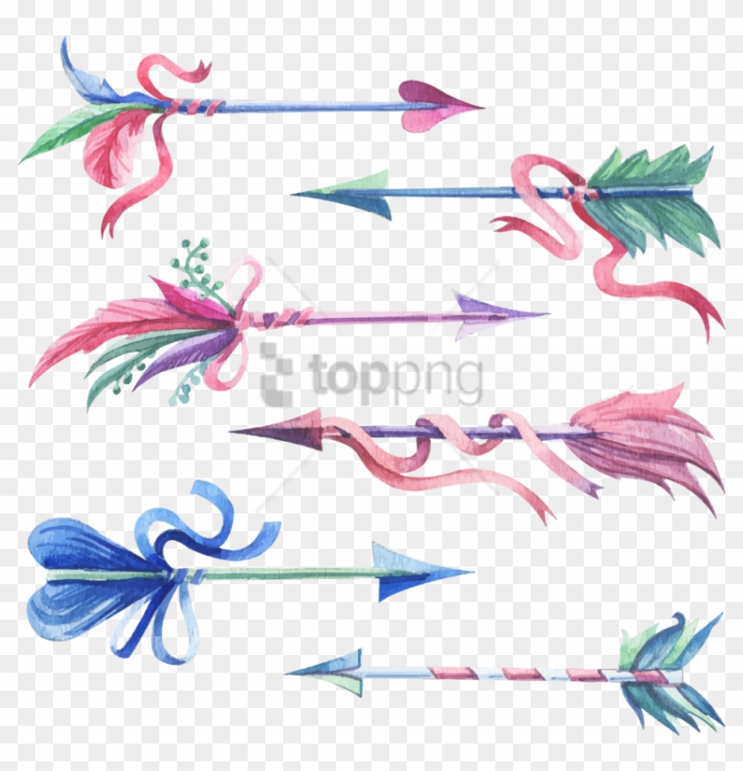Free Png Download Blue Watercolor Arrow Png Images - Watercolor Arrows With Feathers Clipart #1692133