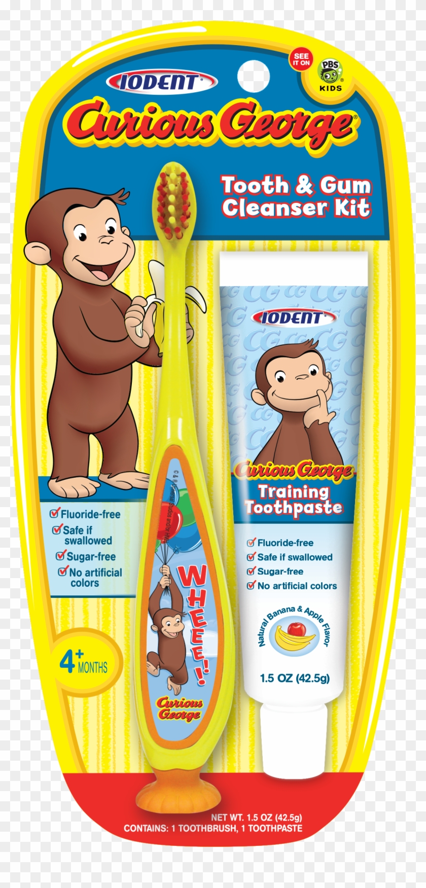 03 02 01 Iodent Curious George Tooth & Gum Cleanser - Curious George Gum Clipart #1692581