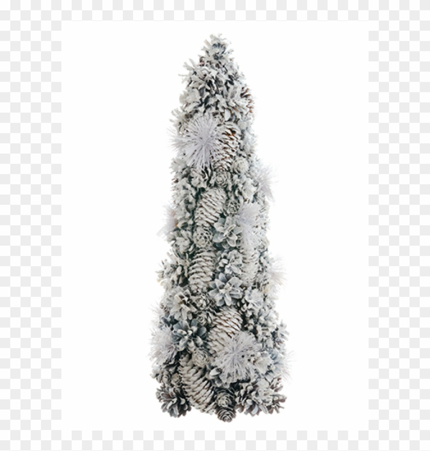 18" Glittered Pine/pine Cone Cone Topiary White Glittered - Christmas Tree Clipart