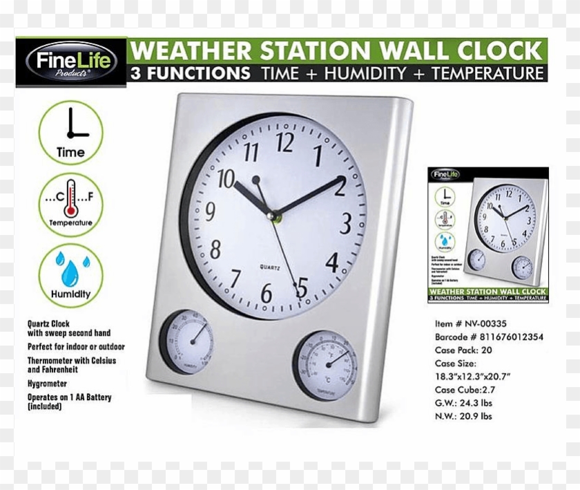 Perfect For Indoor Or Outdoor Use, The Finelife Weather - Quartz Clock Clipart