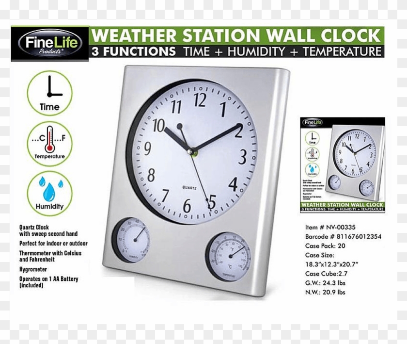 Perfect For Indoor Or Outdoor Use, The Finelife Weather - Quartz Clock Clipart #1695878