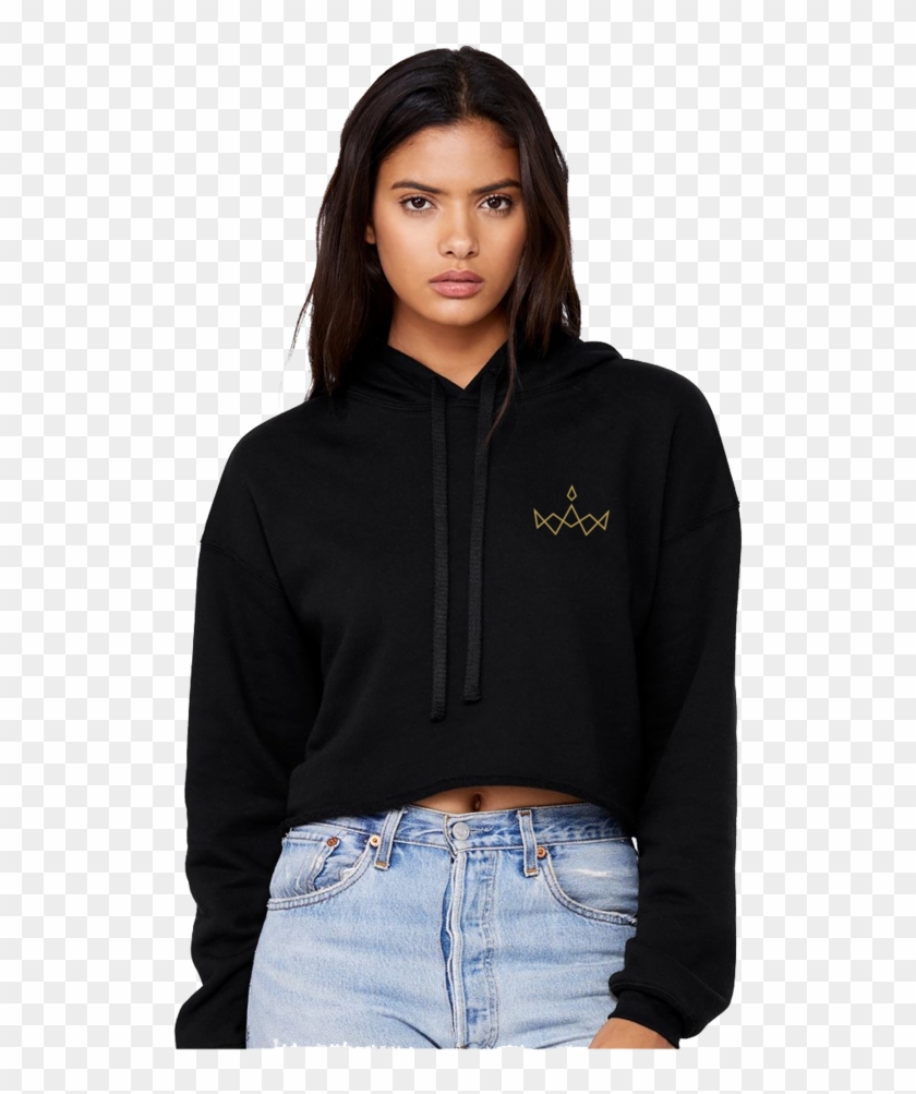 Black Cropped Fleece Hoodie - Crop Hoodies For Women Clipart