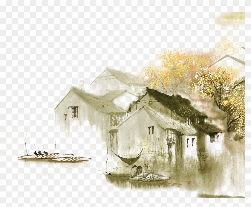 Dwelling In The Fuchun Mountains Jiangnan Ink Wash Clipart #1696622