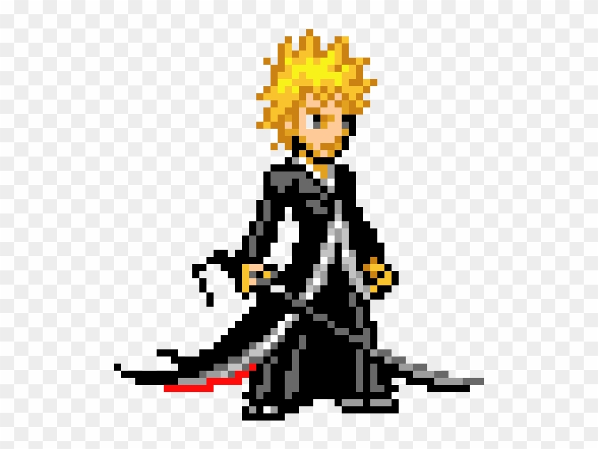 Ichigo Tensa Zangetsu - Ichigo Bankai Pixel Art Clipart