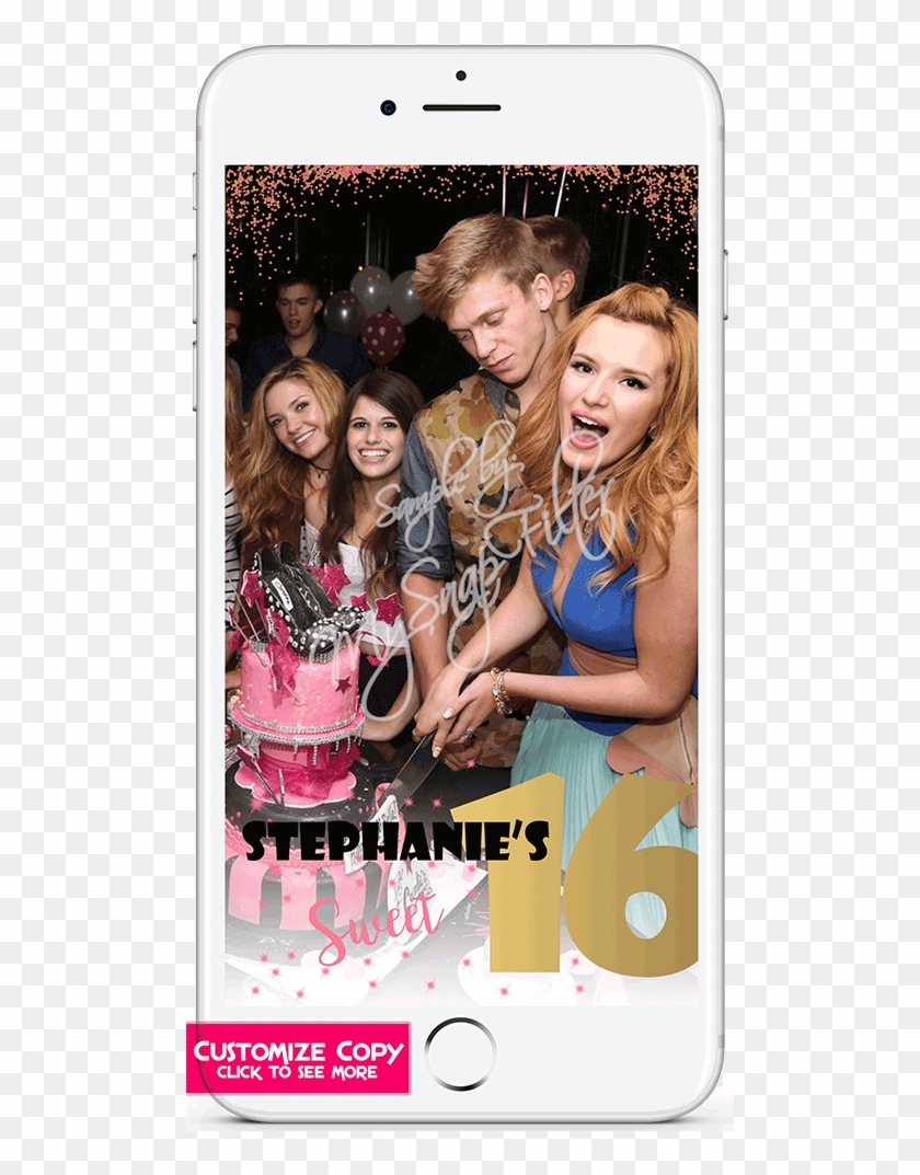 Bp28 Sweet 16 Pink Border Gold Filter - Neon Filter Border Snapchat Clipart